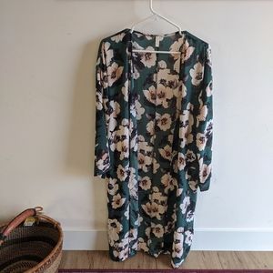 Green and light pink floral kimono Pinkblush